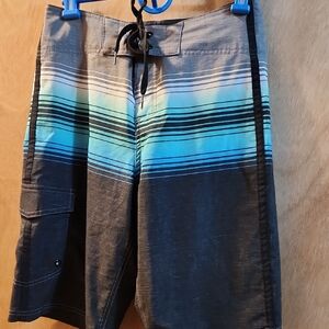 Mossimo Supply Co. Black and Blue Striped Board Shorts